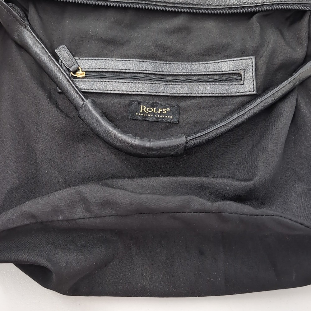 Rolfs Black Cowhide Leather Studded Hobo Shoulder Bag Gold Hardware - Picture 10 of 13